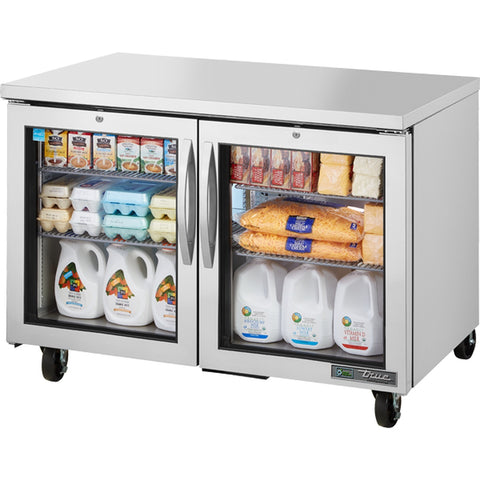 True Manufacturing TUC-48G-HC~FGD01 2-Door Glass Door Undercounter Refrigerator