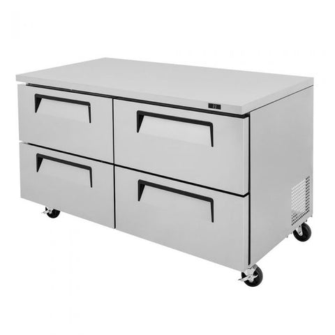 Turbo Air TUR-60SD-D4-N 60" Two-Section Super Deluxe Undercounter Refrigerator with 4 Drawers
