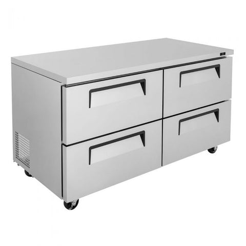 Turbo Air TUR-60SD-D4-N 60" Two-Section Super Deluxe Undercounter Refrigerator with 4 Drawers