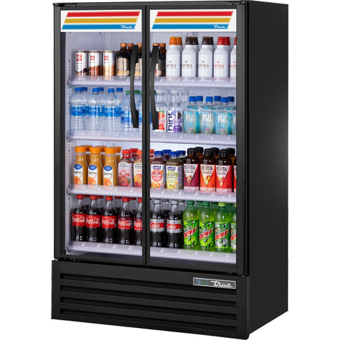 True TVM-36SL-HC~VM03 36" Two-Section Slim Line Glass Door Merchandiser Refrigerator