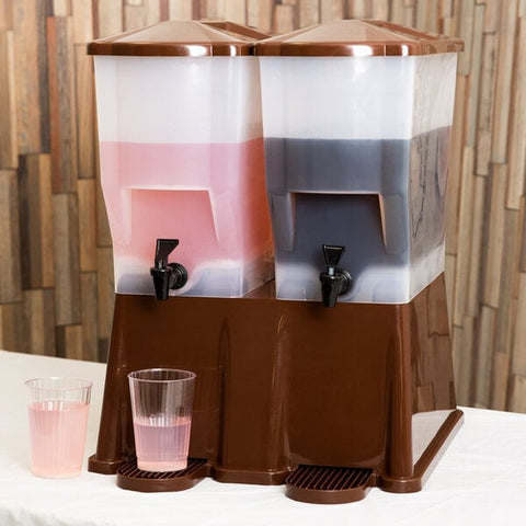 TableCraft Products TW54DP Double Slimline Beverage Dispenser with Brown Base