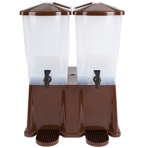 TableCraft TW54DP Double 3-Gallon Slimline Beverage Dispenser with Brown Base