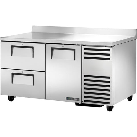 True Mfg. TWT-60-32D-2-HC 60" Two-Section Worktop Refrigerator with Door and 2 Drawers