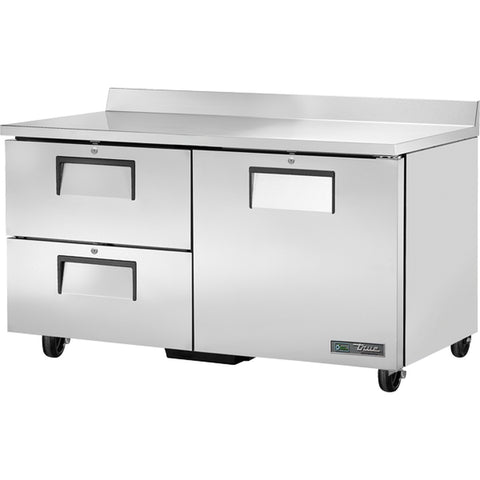 True Mfg. TWT-60D-2-HC 60" 2-Section Worktop Refrigerator with 2 Drawers, 1 Door and Hydrocarbon Refrigerant