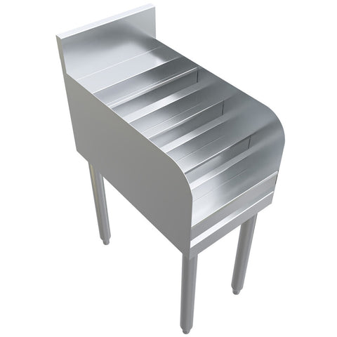 BK Resources UB4-21-LD12 12"x21" 4-Step Underbar Liquor Display Rack with Stainless Steel Legs