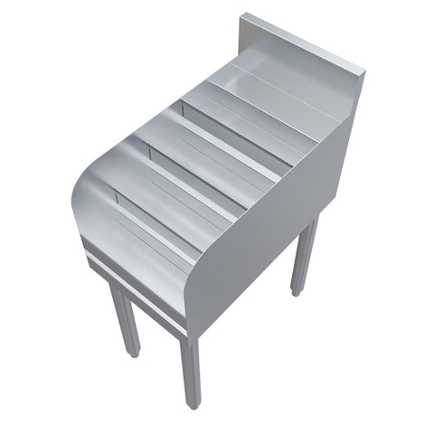 BK Resources UB4-21-LD12 12"x21" 4-Step Underbar Liquor Display Rack with Stainless Steel Legs