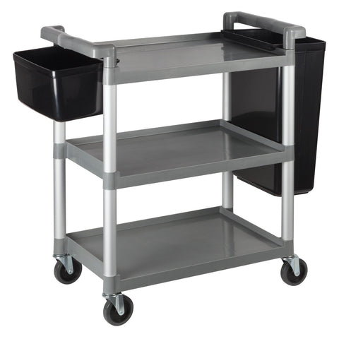 Winco UC-2415G 3-Tier Gray Plastic Utility Cart with Brakes, 330 lb Capacity