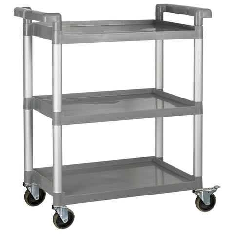 Winco UC-2415G 3-Tier Gray Plastic Utility Cart with Brakes, 330 lb Capacity