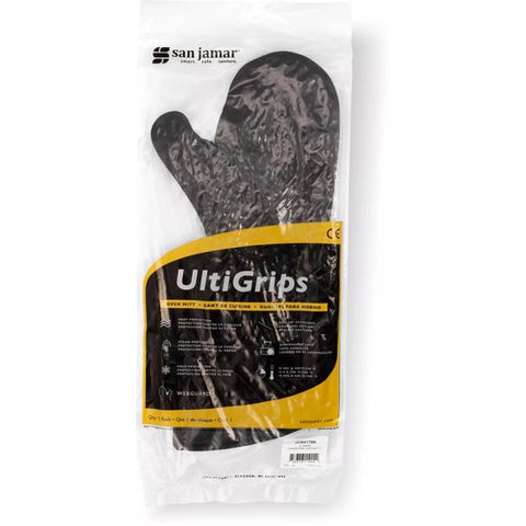 San Jamar UCMX17BK UltiGrips 17" Conventional Oven Mitt, Black