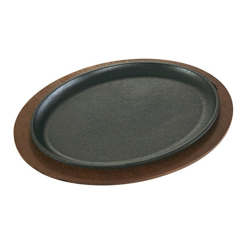 Lodge Cast Iron UJOP 13.25 Inch Jumbo Oval Walnut Wood Underliner
