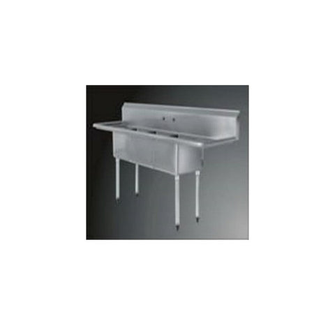 US Refrigeration USS3C242414-24LR 24x24 Three-Compartment Sink with Two 24" Drain Boards