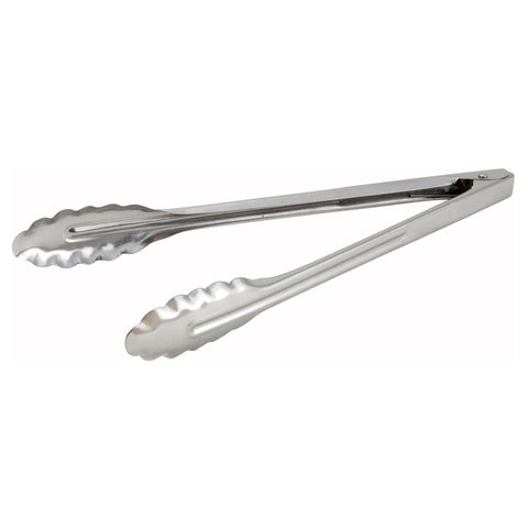 Winco UT-12LT 12" Stainless Steel Utility Tongs, Medium Weight