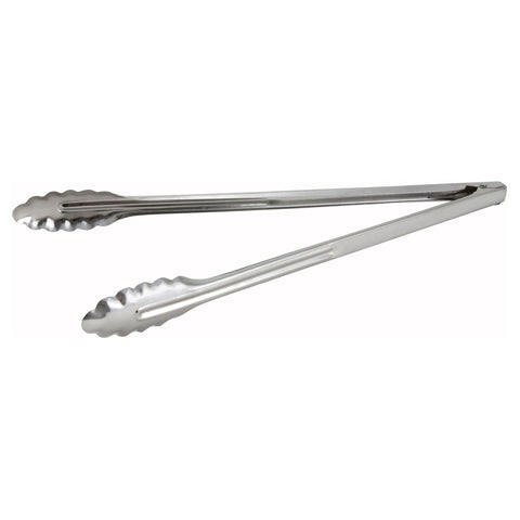Winco UT-16LT 16" Medium Weight Stainless Steel Utility Tongs