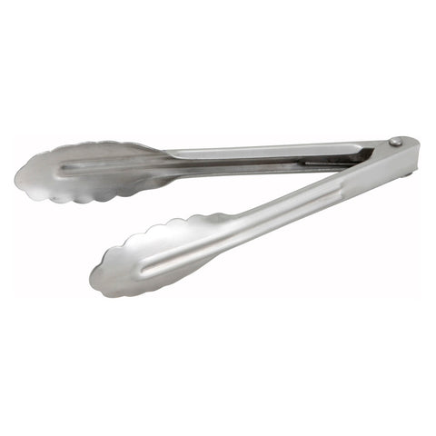Winco UT-7 7" Heavyweight Stainless Steel Utility Tongs