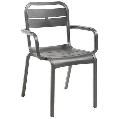 Grosfillex UT115002 Cannes Stacking Armchair, Indoor/Outdoor, Charcoal