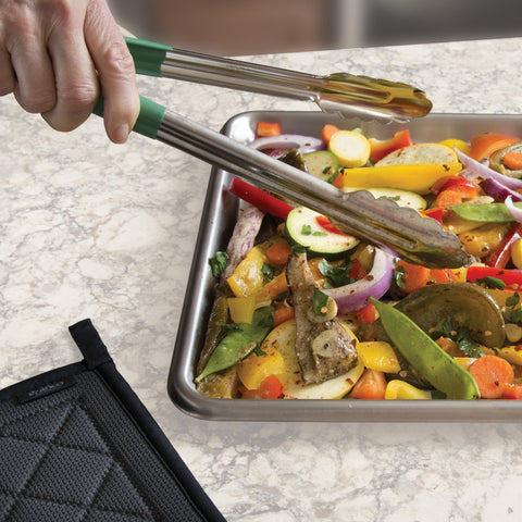Winco UTPH-12G 12" Heavy-Duty Utility Tongs with Green Polypropylene Handle