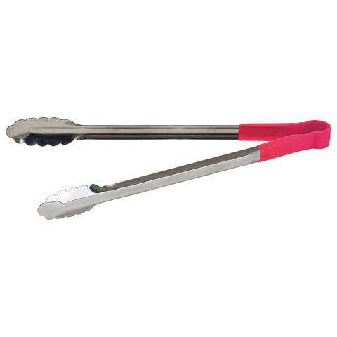 Winco UTPH-16R 16" Heat Resistant Heavy-Duty Utility Tongs with Red Polypropylene Handle