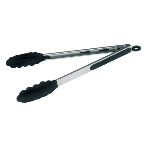 Winco UTS-12K 12" Silicone Grip Utility Tongs with Locking Clip, Stainless Steel