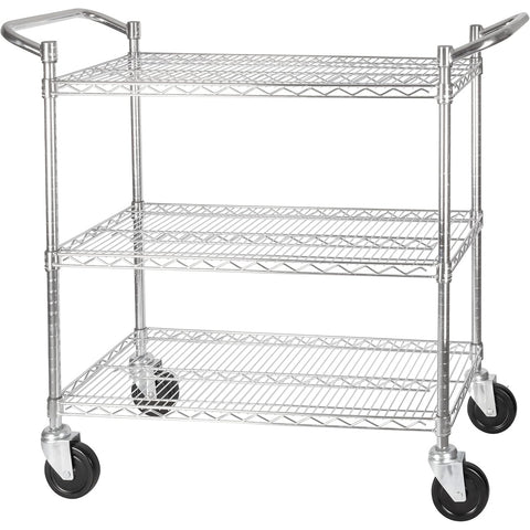 Winco VCCD-2448B Heavy-Duty 3-Tier Chrome Wire Utility Cart, 24" x 48\" 800 lb Capacity