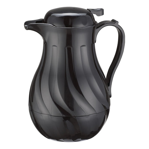 Winco VSW-42K 42 oz Black Swirl Pattern Push Button Insulated Beverage Server