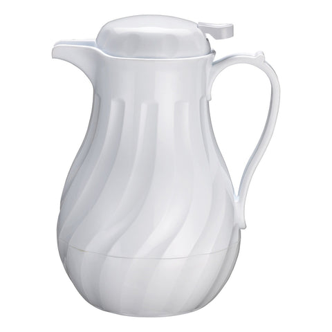 Winco VSW-42W Swirl Pattern Push Button Insulated Beverage Server, White, 42 oz
