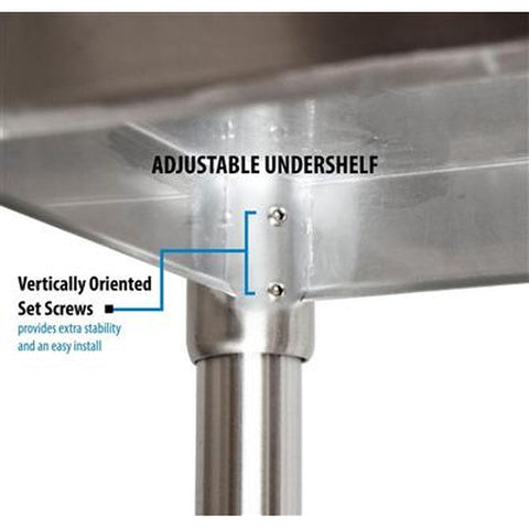 BK Resources VTT-1836 18-Gauge Stainless Steel Work Table with Galvanized Undershelf, 36"L x 18"W