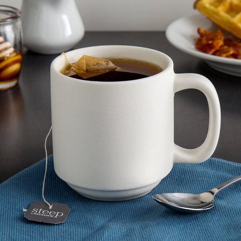 Tuxton China VWM-110J TuxTrendz Zion Matte White 11 oz. Yukon China Mug