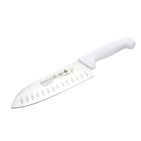 Mundial W3804-7GE 7" Santoku Hollow Edge Knife - 3800 Series, White Polypropylene Handle