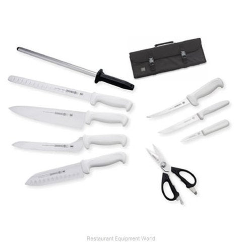 Mundial W56-984 10-Piece Professional Chef's Knife Set with White Handles and Cutlery Case