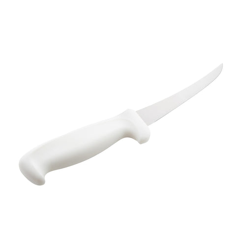 Mundial W5607-6 6" Curved Semi-Stiff Boning Knife, White Polypropylene Handle