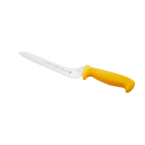 Mundial W5620-9E 9 in Offset Serrated Sandwich Knife, Yellow Handle