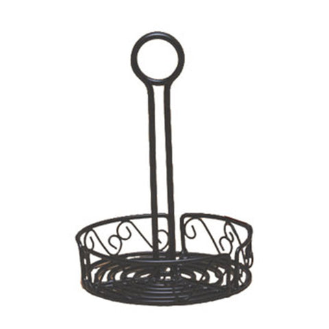 American Metalcraft WBCC7 Ironworks Round Wrought Iron Condiment Caddy, Black