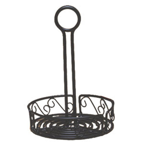 American Metalcraft WBCC8 Ironworks Scroll Wrought Iron Round Condiment Caddy, Black