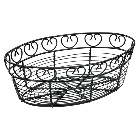 Winco WBKG-10O 10" Oval Black Wire Bread and Fruit Serving Basket
