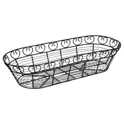 Winco WBKG-15 15" Long Oval Black Wire Bread/Fruit Serving Basket