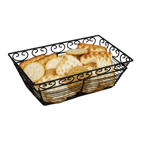 Winco WBKG-9 9" Rectangular Black Wire Serving Basket