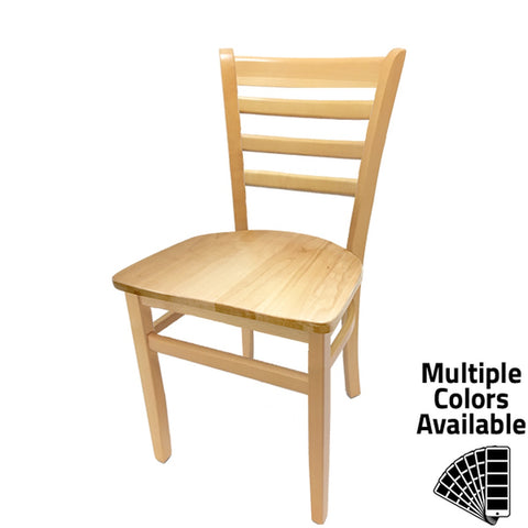 Oak Street Manufacturing WC101WA-BLK Ladderback Dining Chair with Walnut Beechwood Frame and Black Vinyl Seat