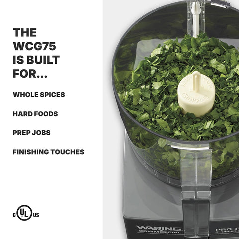Waring WCG75 Pro Prep Chopper Grinder, 3/4 Qt Dual Bowl Commercial Food Processor
