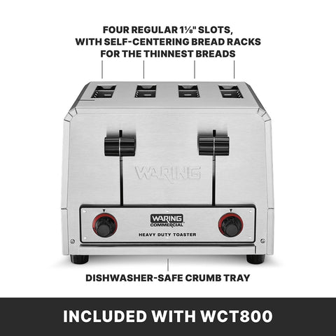 Waring WCT800 Heavy-Duty 4-Slot Commercial Toaster (2200W, 120V)