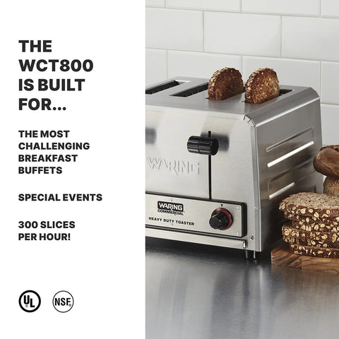 Waring WCT800 Heavy-Duty 4-Slot Commercial Toaster (2200W, 120V)