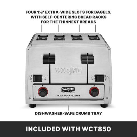 Waring WCT850 Heavy-Duty 4-Slot Switchable Bread and Bagel Toaster, 208V