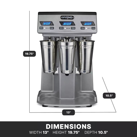 Waring WDM360TX Heavy-Duty Triple-Spindle Drink Mixer with Timer