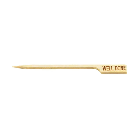 TableCraft Products WELLDONE 3.5" Bamboo "Well Done" Steak Marker Pick, Pack of 100