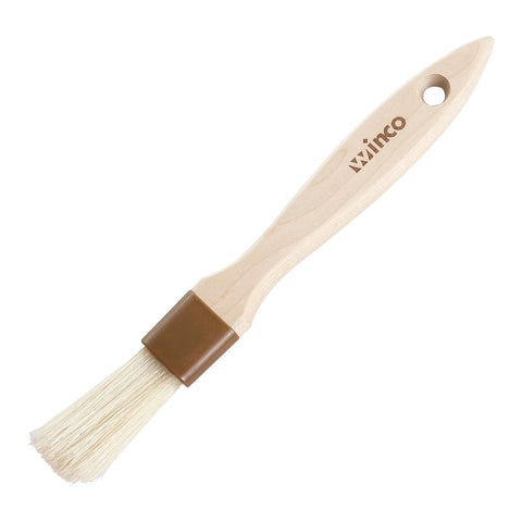 Winco WFB-10 1" Flat Pastry and Basting Brush with Boar Hair Bristles and Wooden Handle