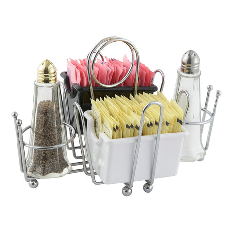Winco WH-1 Chrome Plated 4-Compartment Rectangular Condiment Caddy