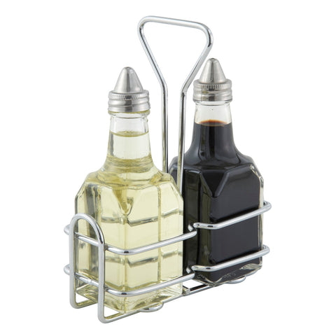 Winco WH-3 Chrome-Plated Wire Cruet Rack for 6 oz Oil/Vinegar Bottles