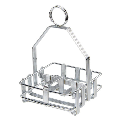 Winco WH-7 Chrome-Plated 3-Compartment Wire Condiment Caddy for Salt, Pepper and Sugar Packets