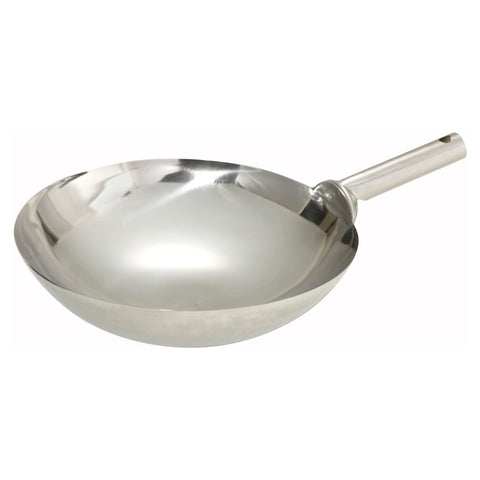 Winco WOK-14W 14" Stainless Steel Chinese Wok with Welded Handle