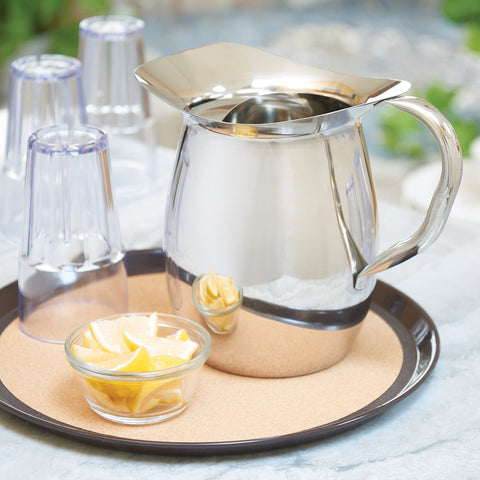 Winco WPB-3C 3 Qt Stainless Steel Bell Pitcher with Ice Guard