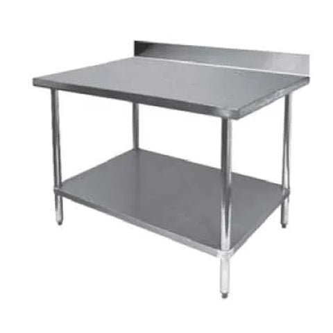 GSW USA WT-PB2418 Premium Stainless Steel Open Base Work Table with Undershelf and 4" Backsplash